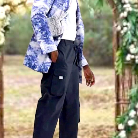 Blue Toile  Printed  Blazer - Picture 5 of 17